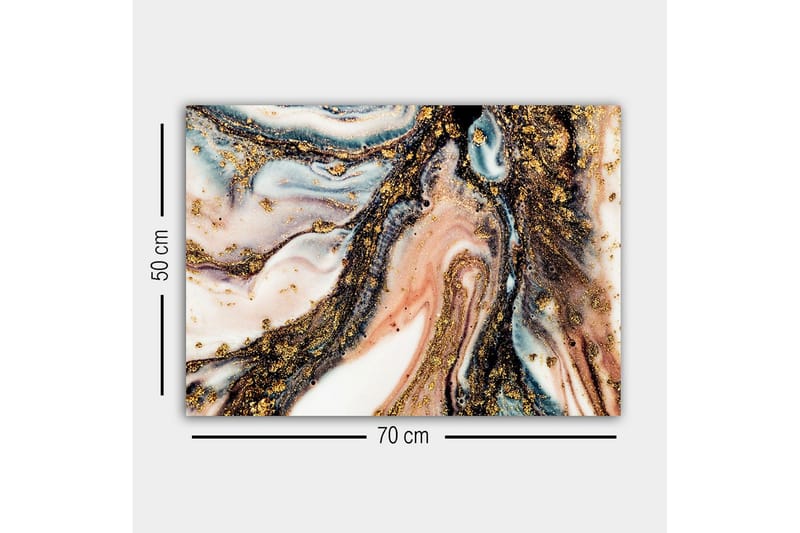 Lerretsbilde - Abstrakt mønster med svarte og gylne elementer - Gull / Svart / Rosa - Innredning - Bilder & kunst - Lerretsbilder