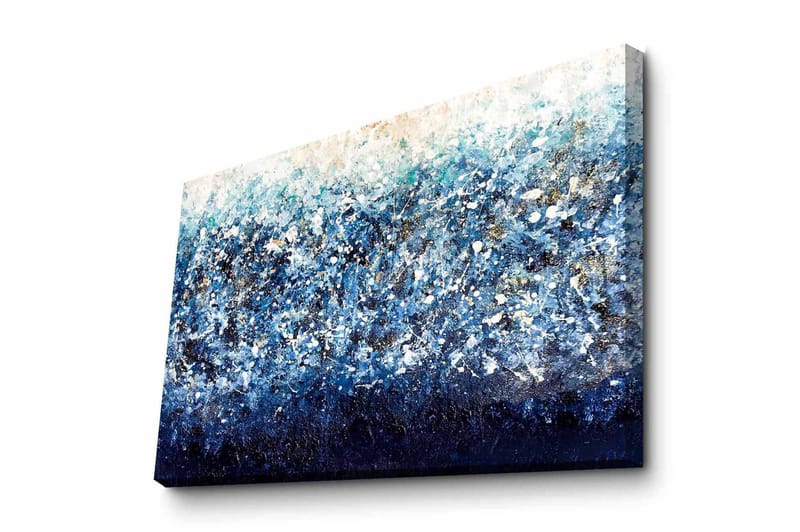 Lerretsbilde - Abstrakt sjølandskap med nyanser av blått og hvitt, Mørk blå / Lys blå / Hvit