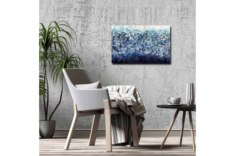 Lerretsbilde - Abstrakt sjølandskap med nyanser av blått og hvitt - Mørk blå / Lys blå / Hvit - Innredning - Bilder & kunst - Lerretsbilder