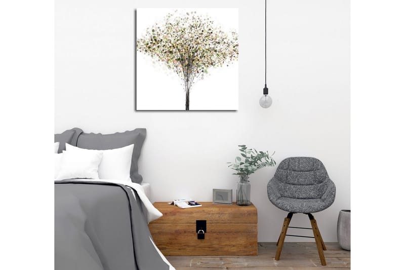 Lerretsbilde - Abstrakt tre med fargerike sirkler som blader - Grønn / Brun / Beige - Innredning - Bilder & kunst - Lerretsbilder