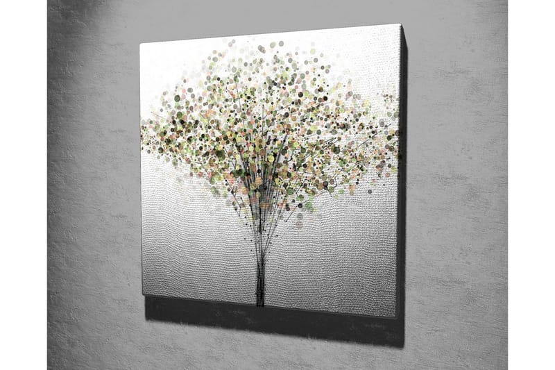 Lerretsbilde - Abstrakt tre med fargerike sirkler som blader - Grønn / Brun / Beige - Innredning - Bilder & kunst - Lerretsbilder