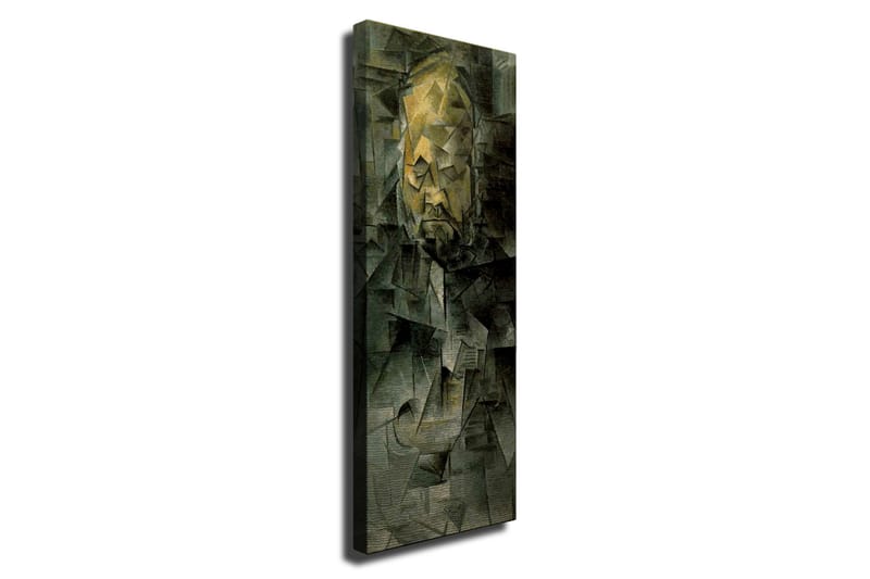 Lerretsbilde - Abstrakt portrett med geometriske former - Mørk grønn / Gul / Grå - Innredning - Bilder & kunst - Lerretsbilder