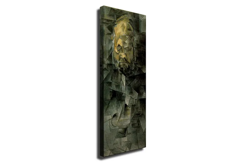 Lerretsbilde - Abstrakt portrett med geometriske former - Mørk grønn / Gul / Grå - Innredning - Bilder & kunst - Lerretsbilder