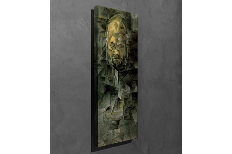 Lerretsbilde - Abstrakt portrett med geometriske former - Mørk grønn / Gul / Grå - Innredning - Bilder & kunst - Lerretsbilder