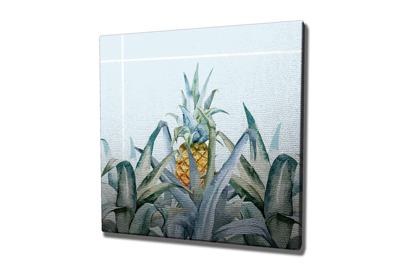 Lerretsbilde - Ananas omgitt av grønne planter, Grønn / Gul / Blå