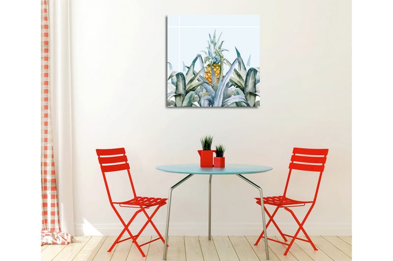 Lerretsbilde - Ananas omgitt av grønne planter - Grønn / Gul / Blå - Innredning - Bilder & kunst - Lerretsbilder