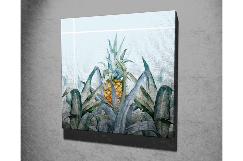 Lerretsbilde - Ananas omgitt av grønne planter - Grønn / Gul / Blå - Innredning - Bilder & kunst - Lerretsbilder
