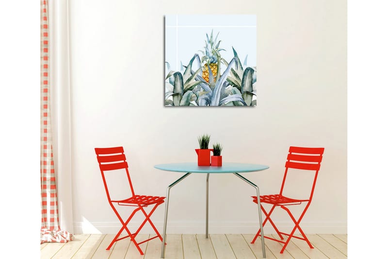 Lerretsbilde - Ananas omgitt av grønne planter - Grønn / Gul / Blå - Innredning - Bilder & kunst - Lerretsbilder