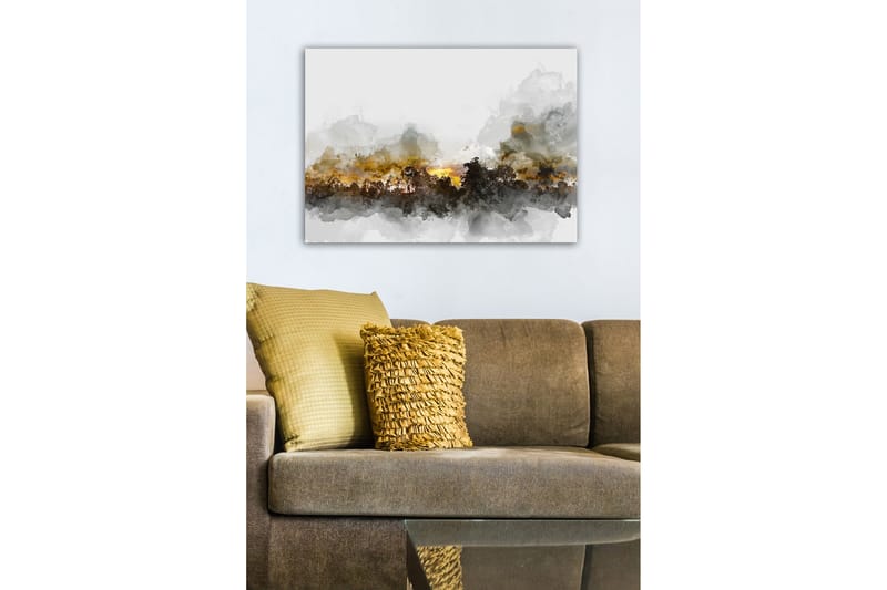 Lerretsbilde - Atmosfærisk landskapsbilde med silhuetter av trær mot en dramatisk himmel - Grå / Brun / Svart - Innredning - Bilder & kunst - Lerretsbilder