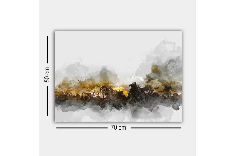 Lerretsbilde - Atmosfærisk landskapsbilde med silhuetter av trær mot en dramatisk himmel - Grå / Brun / Svart - Innredning - Bilder & kunst - Lerretsbilder