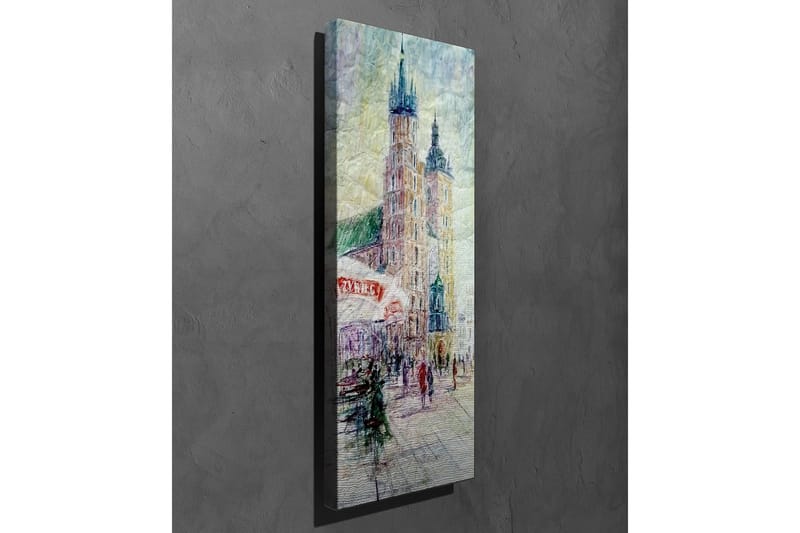 Lerretsbilde - Bybilde med historiske bygninger og mennesker i bevegelse - Lys blå / Beige / Grønn - Innredning - Bilder & kunst - Lerretsbilder