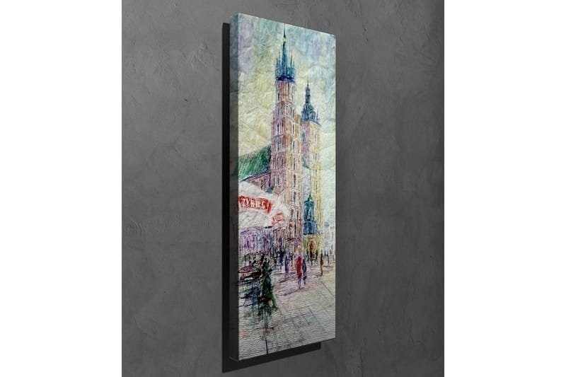 Lerretsbilde - Bybilde med historiske bygninger og mennesker i bevegelse - Lys blå / Beige / Grønn - Innredning - Bilder & kunst - Lerretsbilder