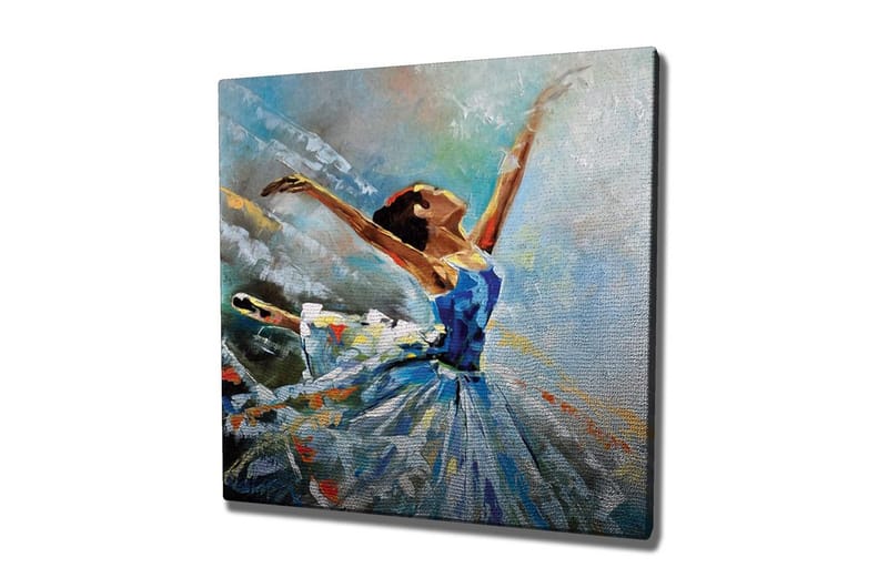 Lerretsbilde - Dansende ballerina i en blå kjole - Blå / Hvit / Oransje - Innredning - Bilder & kunst - Lerretsbilder