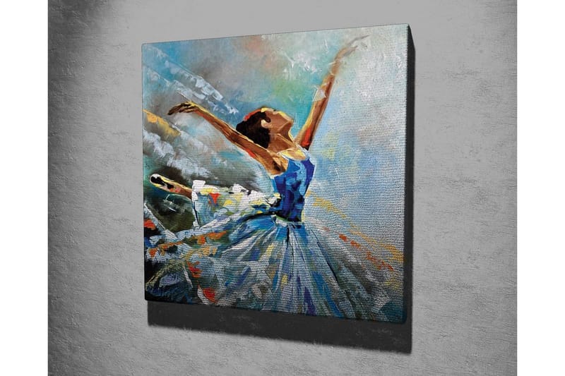 Lerretsbilde - Dansende ballerina i en blå kjole - Blå / Hvit / Oransje - Innredning - Bilder & kunst - Lerretsbilder