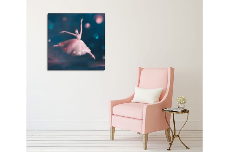 Lerretsbilde - Dansende ballerina i en drømmeaktig atmosfære - Blå / Rosa / Hvit - Innredning - Bilder & kunst - Lerretsbilder