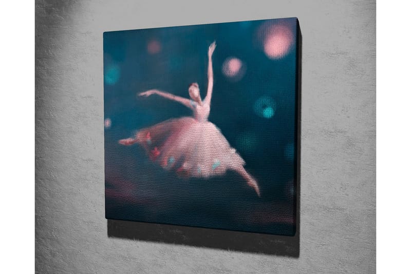 Lerretsbilde - Dansende ballerina i en drømmeaktig atmosfære - Blå / Rosa / Hvit - Innredning - Bilder & kunst - Lerretsbilder