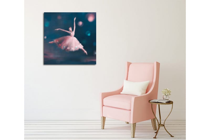 Lerretsbilde - Dansende ballerina i en drømmeaktig atmosfære - Blå / Rosa / Hvit - Innredning - Bilder & kunst - Lerretsbilder