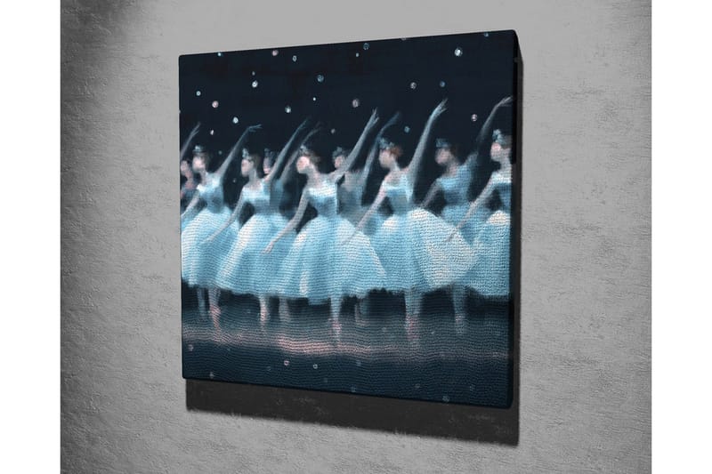 Lerretsbilde - Dansende ballerinaer i lyseblå kjoler - Lyseblå / Svart / Hvit - Innredning - Bilder & kunst - Lerretsbilder