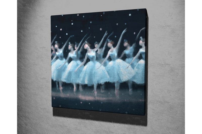 Lerretsbilde - Dansende ballerinaer i lyseblå kjoler - Lyseblå / Svart / Hvit - Innredning - Bilder & kunst - Lerretsbilder