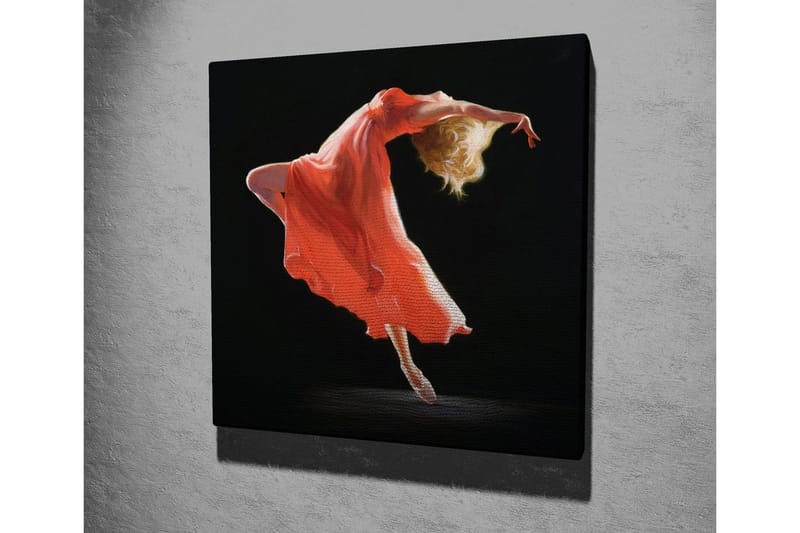 Lerretsbilde - Dansende figur i rød kjole - Rød / Beige / Svart - Innredning - Bilder & kunst - Lerretsbilder