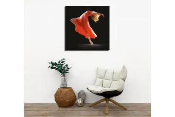 Lerretsbilde - Dansende figur i rød kjole - Rød / Beige / Svart - Innredning - Bilder & kunst - Lerretsbilder