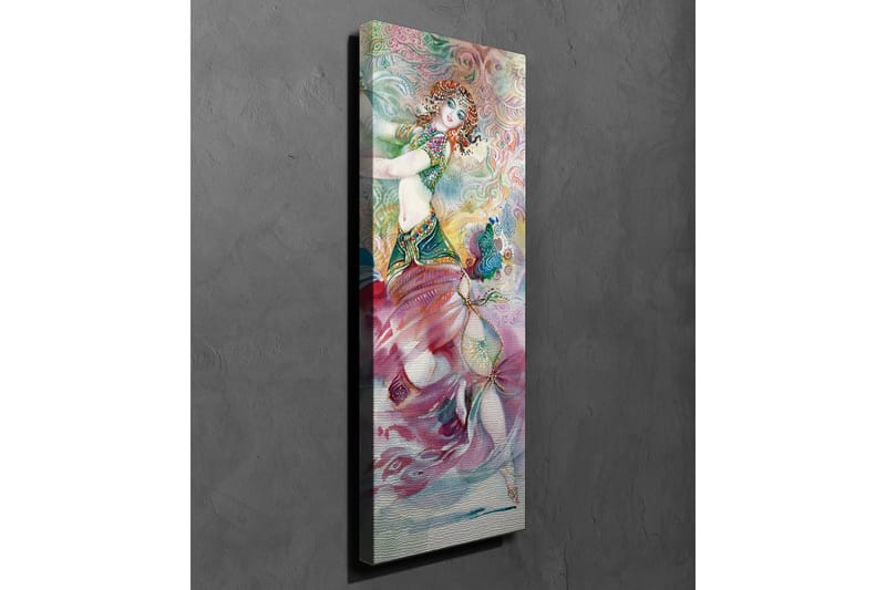 Lerretsbilde - Dansende kvinne i fargerikt kostyme med detaljerte mønstre - Rosa / Turkis / Grønn - Innredning - Bilder & kunst - Lerretsbilder