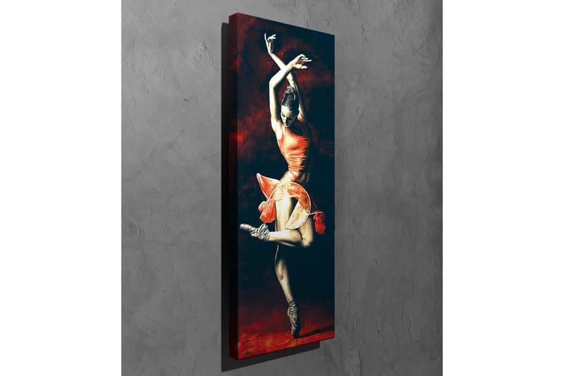 Lerretsbilde - Dansende kvinne i rød kjole - Rød / Svart / Beige - Innredning - Bilder & kunst - Lerretsbilder