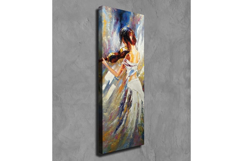 Lerretsbilde - Dansende kvinne med fiolin - Hvit / Beige / Blå - Innredning - Bilder & kunst - Lerretsbilder