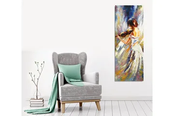 Lerretsbilde - Dansende kvinne med fiolin - Hvit / Beige / Blå - Innredning - Bilder & kunst - Lerretsbilder