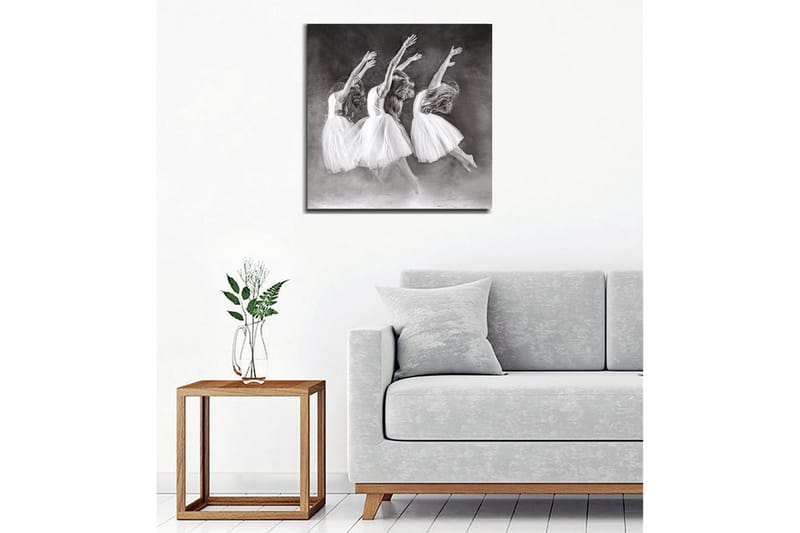 Lerretsbilde - Dansende kvinner i hvite kjoler - Hvit / Svart / Grå - Innredning - Bilder & kunst - Lerretsbilder