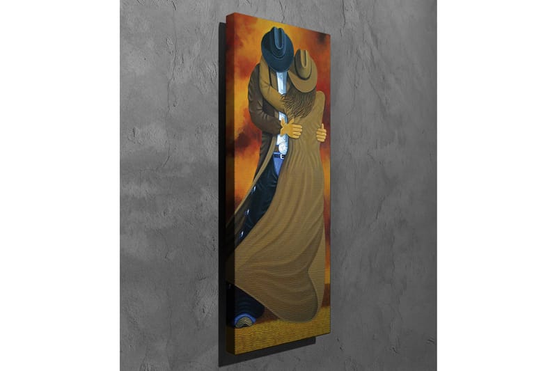 Lerretsbilde - Dansende par i cowboyklær - Brun / Oransje / Svart - Innredning - Bilder & kunst - Lerretsbilder
