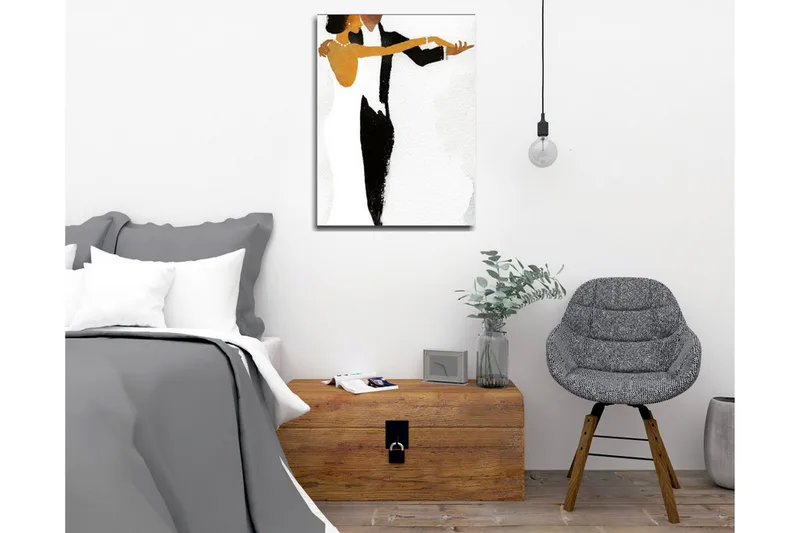 Lerretsbilde - Dansende par i elegant stil - Svart / Hvit / Gyllen - Innredning - Bilder & kunst - Lerretsbilder