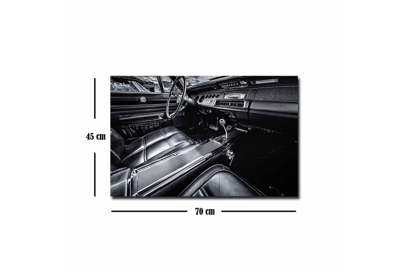 Lerretsbilde - Detaljert interiør i en klassisk bil - Svart / Grå - Innredning - Bilder & kunst - Lerretsbilder
