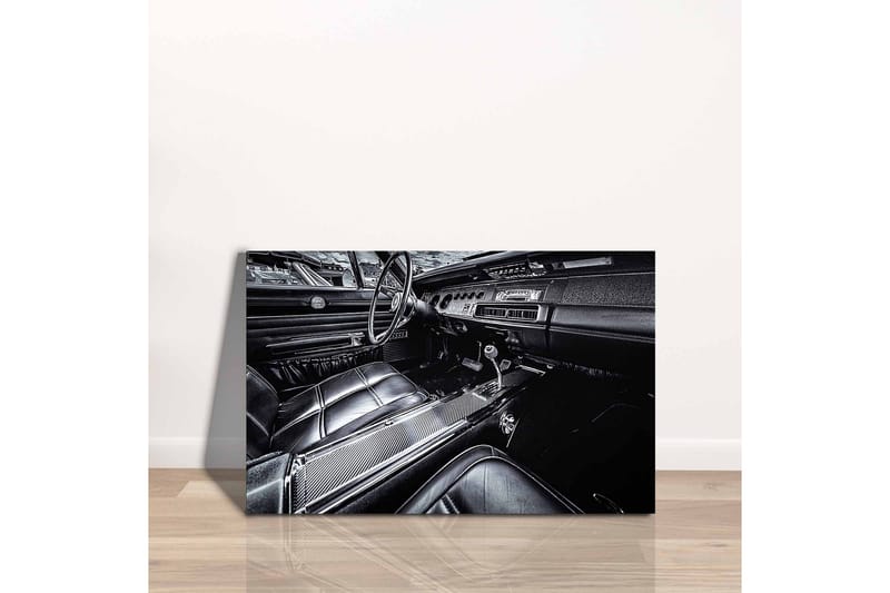 Lerretsbilde - Detaljert interiør i en klassisk bil - Svart / Grå - Innredning - Bilder & kunst - Lerretsbilder