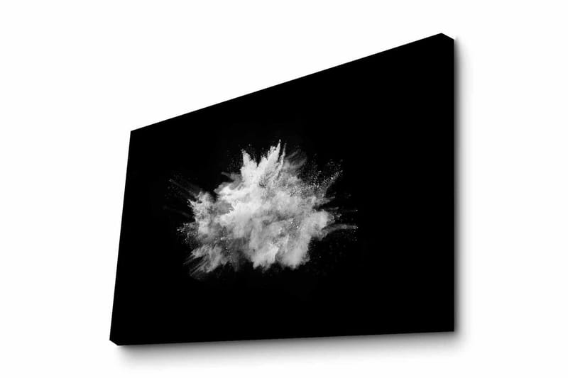 Lerretsbilde - Dramatisk pulversky som eksploderer mot svart bakgrunn, Hvit / Svart