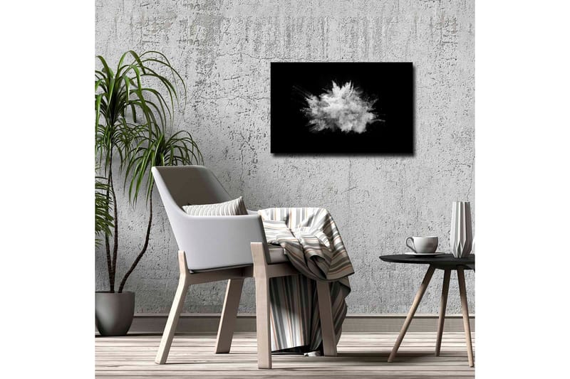 Lerretsbilde - Dramatisk pulversky som eksploderer mot svart bakgrunn - Hvit / Svart - Innredning - Bilder & kunst - Lerretsbilder