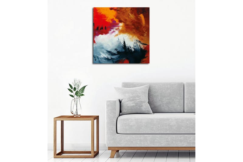 Lerretsbilde - Dynamisk abstrakt komposisjon med sterke farger - Rød / Svart / Oransje - Innredning - Bilder & kunst - Lerretsbilder