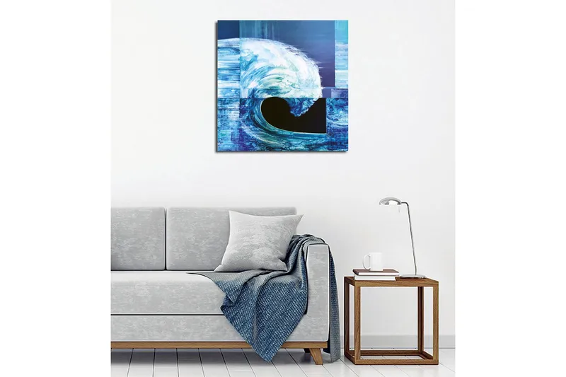 Lerretsbilde - Dynamisk bølge i forskjellige blånyanser - Mørk blå / Lys blå / Turkis - Innredning - Bilder & kunst - Lerretsbilder