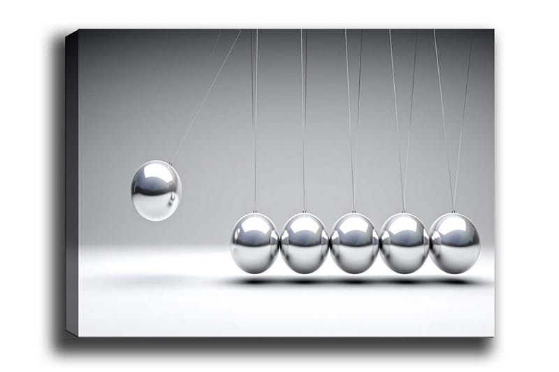 Lerretsbilde - Dynamisk komposisjon av svingende baller i metallisk finish, Sølv / Grå