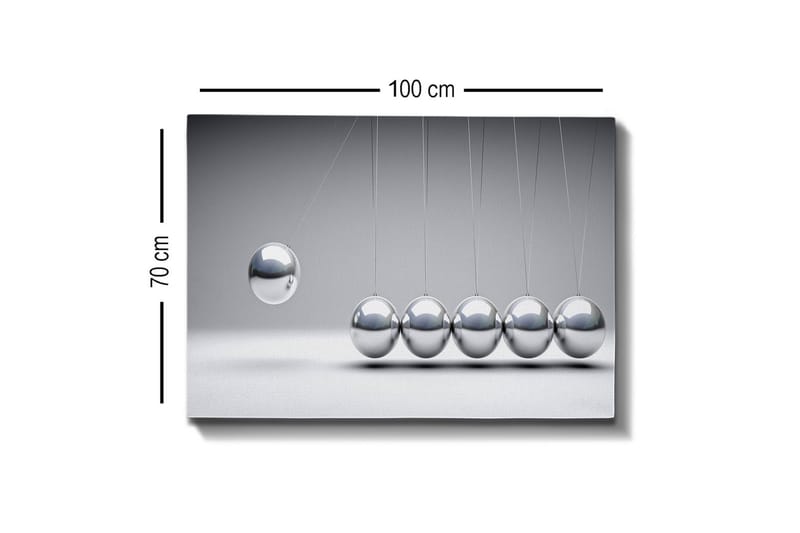 Lerretsbilde - Dynamisk komposisjon av svingende baller i metallisk finish - Sølv / Grå - Innredning - Bilder & kunst - Lerretsbilder