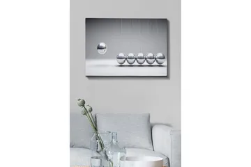 Lerretsbilde - Dynamisk komposisjon av svingende baller i metallisk finish - Sølv / Grå - Innredning - Bilder & kunst - Lerretsbilder