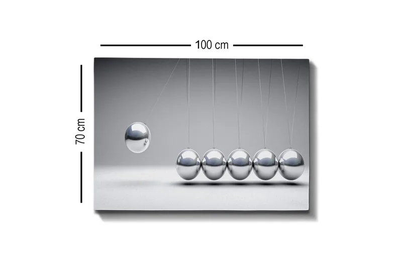 Lerretsbilde - Dynamisk komposisjon av svingende baller i metallisk finish - Sølv / Grå - Innredning - Bilder & kunst - Lerretsbilder