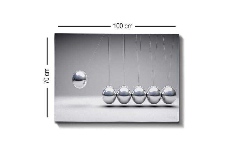 Lerretsbilde - Dynamisk komposisjon av svingende baller i metallisk finish - Sølv / Grå - Innredning - Bilder & kunst - Lerretsbilder