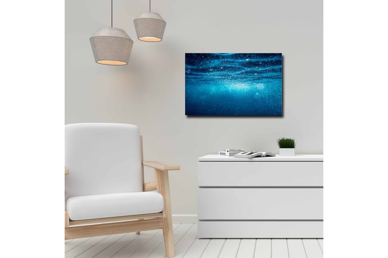 Lerretsbilde - Dypblått havvann med lysrefleksjoner - Mørk blå / Turkis - Innredning - Bilder & kunst - Lerretsbilder
