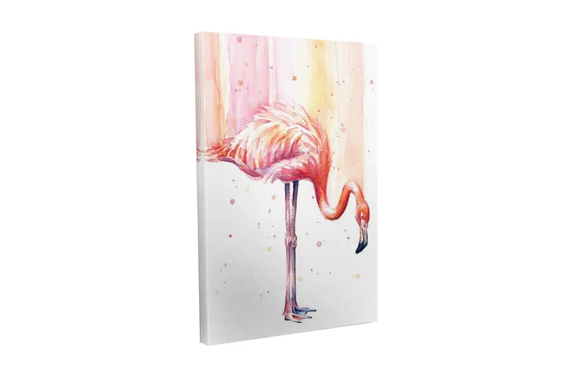 Lerretsbilde - Elegant flamingo i pastellfarger, Rosa / Aprikos / Svart