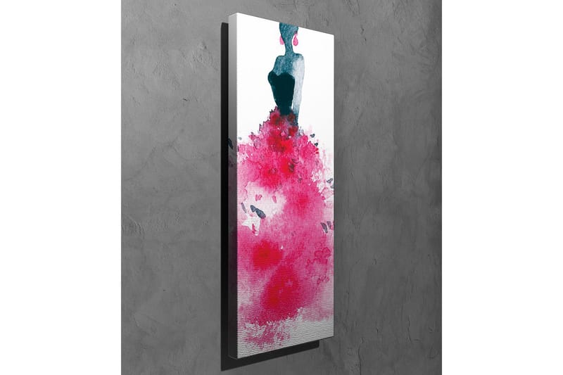 Lerretsbilde - Elegant kvinne i en fargerik kjole - Mørk blå / Cerise / Rosa - Innredning - Bilder & kunst - Lerretsbilder