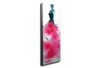 Lerretsbilde - Elegant kvinne i en fargerik kjole - Mørk blå / Cerise / Rosa - Innredning - Bilder & kunst - Lerretsbilder