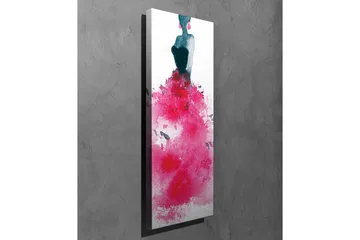 Lerretsbilde - Elegant kvinne i en fargerik kjole - Mørk blå / Cerise / Rosa - Innredning - Bilder & kunst - Lerretsbilder