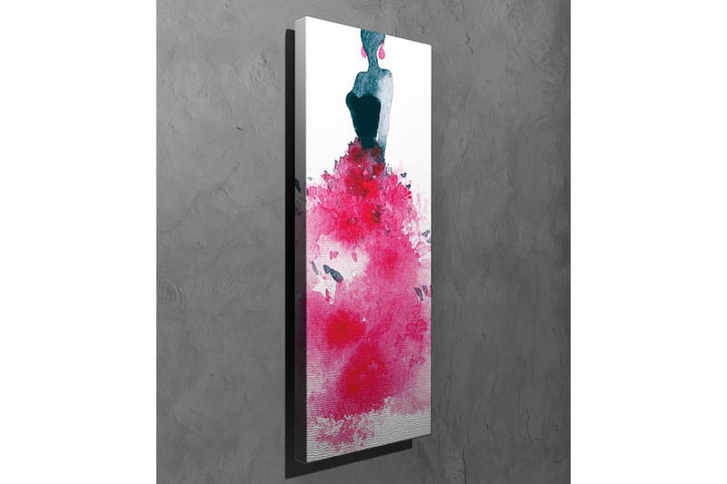 Lerretsbilde - Elegant kvinne i en fargerik kjole - Mørk blå / Cerise / Rosa - Innredning - Bilder & kunst - Lerretsbilder