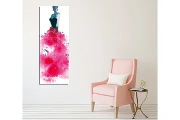 Lerretsbilde - Elegant kvinne i en fargerik kjole - Mørk blå / Cerise / Rosa - Innredning - Bilder & kunst - Lerretsbilder